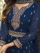 Divine Navy Blue Zari Embroidered Georgette Festive Wear Salwar Suit