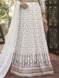 Pleasing white Embroidered Georgette Party Wear Salwar Suit