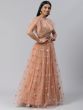 Peach-Coloured & Silver-Toned Embroidered Semi-Stitched Myntra Lehenga & Unstitched Blouse with Dupatta