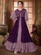 Purple Embroidered Georgette Party Wear Gown With Jacket 
