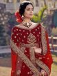 Gorgeous Maroon Multi Embroidery Velvet Bridal Lehenga Choli