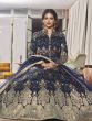 Navy Blue Jacquard Wedding Readymade Gown With Dupatta 