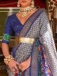 Dazzling Royal-Blue Patola Printed Silk Saree With Blouse