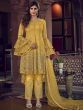 Yellow Embroidered Net Party Wear Up-Down Salwar Kameez 