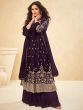 Adorable Dark Purple Embroidery Georgette Festive Ready-Made Palazzo Suit