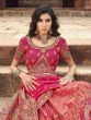 Pink Zari Weaving Art Silk Reception Lehenga Choli With Belt