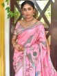 Pink Hand Work Silk Wedding Wear Saree With Blouse