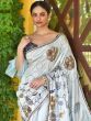 Grey Hand Work Silk Wedding Wear Saree With Blouse