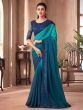 Dazzling Blue Sequined Milano Silk Festive Saree With Blouse