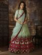 Mint Green Thread Embroidery Silk Wedding Lehenga Choli