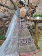 Navy Blue Fully Embroidered Silk Wedding Lehenga Choli