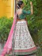 White & green Mirror Work Chennai Silk Wedding Lehenga Choli