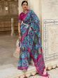 harming Blue Patola Art Silk Wedding Wear Saree 