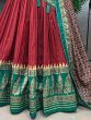 Marvelous Red Foil Work Tussar Silk Lehenga Choli With Dupatta