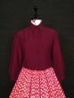 Red And Maroon Printed Silk Indo Western Readymade Shirt With Skirt
