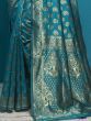 Ravishing Sky-Blue Zari Weaving Banarasi Silk Saree With Blouse