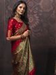 Stunning Red Jacquard Woven Silk Festival Wear Saree With Blouse