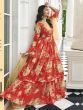Amazing Red Digital Print Georgette Readymade Sharara Suit
