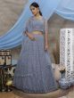 Grey Thread Worked Net Wedding Wear Lehenga Choli