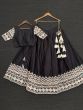 Stunning Black Thread Embroidered Cotton Festival Wear Lehenga Choli