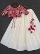 Lovable White Embroidered Cotton Readymade Crop Top Lehenga 