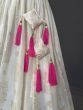 Striking White Thread Embroidery Georgette Lehenga Choli With Tassels