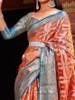 Alluring Orange Woven Tissue Silk Traditional Saree
