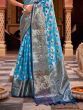 Stunning Sky-Blue Weaving Tissue Silk Traditional Saree