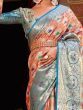 Adorable Light-Orange Woven Tissue Silk Wedding Wear Saree