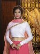 Pink Frilled Georgette Party Wear Lehenga With White Choli