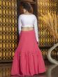 Pink Frilled Georgette Party Wear Lehenga With White Choli