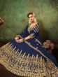 Blue Embroidered Georgette Festive Long Gown With Dupatta