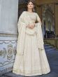 Spectacular Off-White Sequins Embroidered Georgette Lehenga Choli