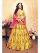 Yellow Embroidery Satin Wedding Lehenga Choli With Dupatta (Default)