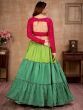 Green Sequins Cotton Wedding Wear Lehenga Choli