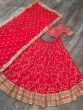 Red Embroidered Georgette Bridal Lehenga Choli With Dupatta