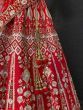 Appealing Red Sequins Work Silk Bridal Wear Lehenga Choli