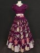 Gorgeous Wine Sequins Georgette Ready To Wear Crop Top With Lehenga 