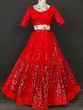 Charming Red Sequins Embroidered Net Wedding Wear Lehenga Choli