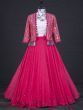Precious Pink Thread Embroidery Georgette Wedding Wear Lehenga Chol