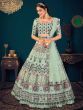 Pista Green Multi Thread Embroidered Georgette Wedding Wear Lehenga Choli