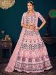 Pink Multi Thread Embroidered Georgette Wedding Wear Lehenga Choli