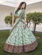 Spectacular Pista Green Thread Embroidered Silk Wedding Wear Lehenga Choli