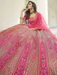 Tremendous Pink Thread Embroidered Silk Bridal Lehenga Choli