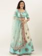 Off-White & Sea Green Embroidered Semi-Stitched Myntra Lehenga & Unstitched Blouse with Dupatta