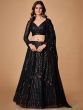 Glamorous Black Sequin Work Georgette Wedding Wear Lehenga Choli
