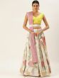 White & Pink Embellished Sequinned Semi-Stitched Myntra Lehenga & Unstitched Blouse With Dupatta
