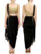 Black Foil Mirror Work Silk Party Wear Indo-Western Saree