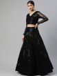 Black Embroidered Sequinned Semi-stitched Myntra Lehenga & Blouse With Dupatta