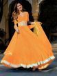 Pretty Orange Laheriya Print Georgette Wedding Lehenga Choli